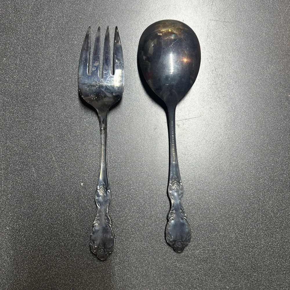 Vintage WM Rogers Mfg Co. Extra Plate Silverplate Serving Fork and Spoon